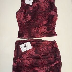 Princess Polly Red Floral Skirt Set